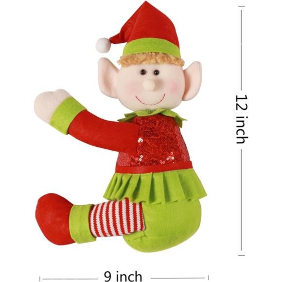 Elf Tree Topper Christmas Decorations, Funny Xmas Plush Stuffed Elf, 9 x 12 Inch - Picture 2 of 6